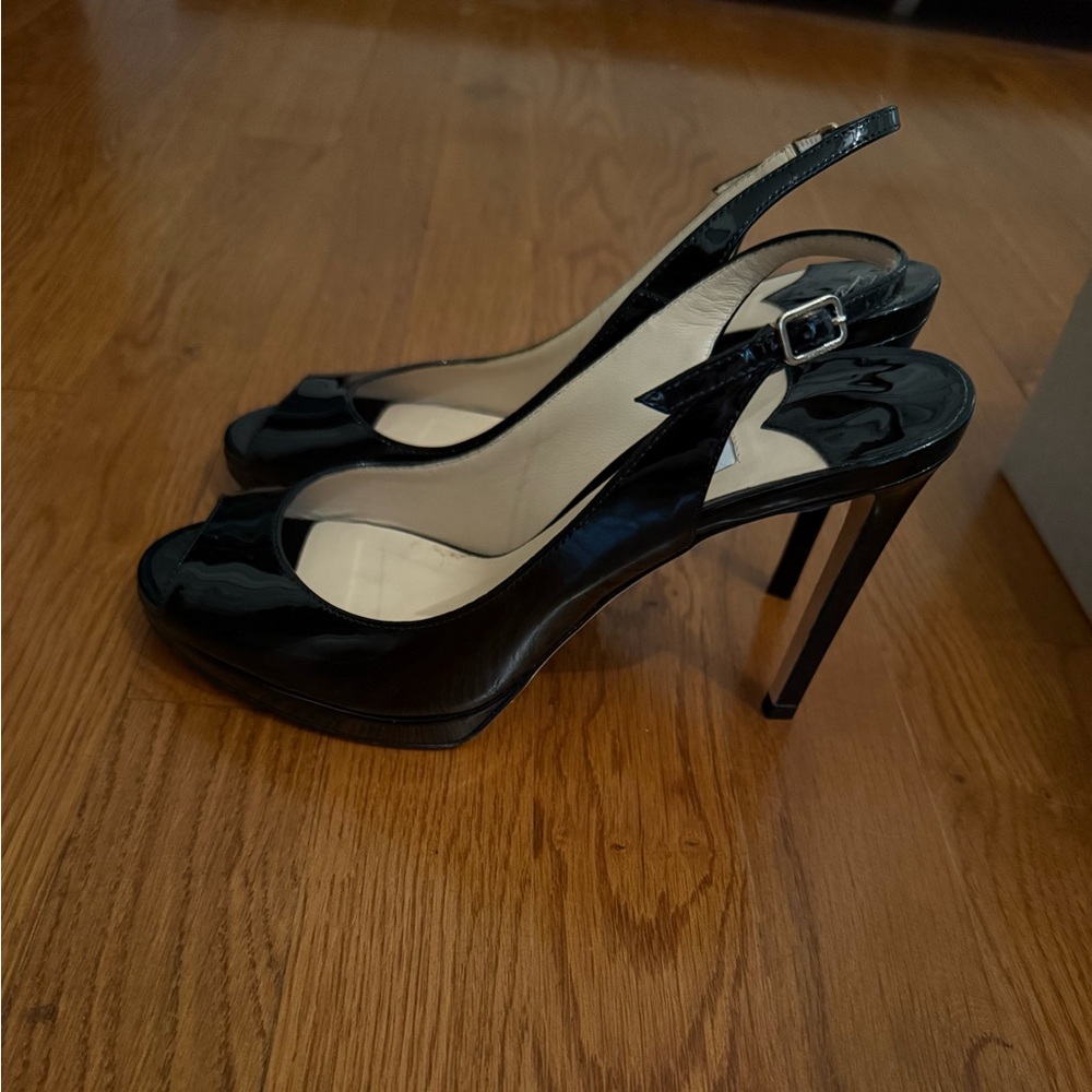 NWT JIMMY CHOO PEEP TOE HEELS SIZE 37 - Picture 1 of 9